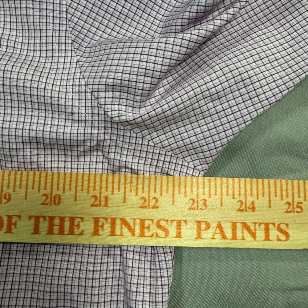 Brooks Brothers Regent Plaid Dress Shirt Mens 16.5 2/3 Purple Micro Check Cotton - Picture 5 of 7